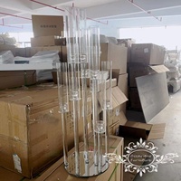 10 Bougeoirs en cristal transparent pour centre de table, candélabres