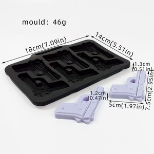 Moule en silicone à 6 cavités en forme <span class=keywords><strong>de</strong></span> pistolet pour glaçons, chocolats, bonbons, résine et plâtre - Product Image 4