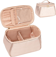 Trousse de Maquillage de Voyage Grande Capacité, Organisateur Cosmétique en Forme de U, Pochette de Rangement pour Articles de Toilette pour Femmes et Filles avec Compartiment pour Pinceaux