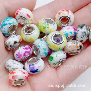 Watercolor Beads 14mm Large Hole Plastic Resin Beading Supplies For Bracelet DIY Jewelry Making <b>Accessories</b> - Product Image 4