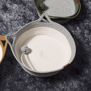 Cotton Rope Cat Bed Round Handmade Woven Pet Bed Four Seasons Cat House Small Medium <b>Large</b> Size Polyester Fiber Fill - Product Image 4