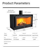Poêle à bois en acier écologique sans fumée, haute efficacité thermique, chauffage intérieur pour hôtel, restaurant, villa, maison de vacances