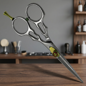 Ciseaux de toilettage pour chien en acier inoxydable, lame courbée avec accents dorés, outils professionnels de coupe de poils pour animaux de compagnie - Product Image 2