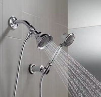 Bras de douche en laiton massif pour salle de bain, vanne de dérivation à 3 voies pour douchette et tête de pulvérisation fixe, finition chromée, adaptateur en T