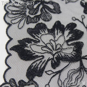 Bordado de encaje de flores de la fábrica de China 23cm negro rojo gris claro gasa bordada encaje ecológico para sujetador Lencería - Product Image 3