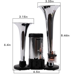 FARBIN klaxon d'air pour camion, klaxon de Train pour voiture klaxon de camion avec compresseur 12v cornes d'air fort double trompette Chrome - Product Image 5