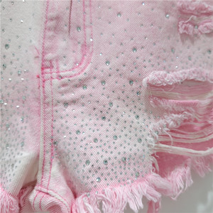 C1198 Shorts de Mezclilla de Pierna Ancha con Cintura Alta y Borde Deshilachado Perforado para Mujer, Verano 2024 - Product Image 6