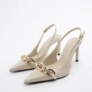 Hot Selling Fashion Sexy Thin Heel Designer Black Beige Women Heels Pumps for Ladies Shoes