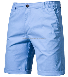 Short d'été en coton pour hommes Pantalon à taille élastique Plus Size Solid Casual Poches Straight Shorts - Product Image 2