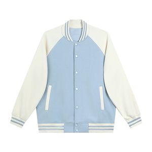 380g Contrast Color Baseball Jacket Stand Collar Coat Party Group Wear <b>Work</b> Wear Custom Logo Embroidery Pattern Coat - Product Image 2