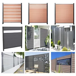 Jardin maison porte-portail décoratif bois plastique panneau composite clôture intimité moderne classique zaun panneau de clôture wpc poteau en aluminium