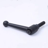 Revêtement en plastique à surface lisse Tête sphérique solide noire Levier de serrage à poignée réglable en forme de 7