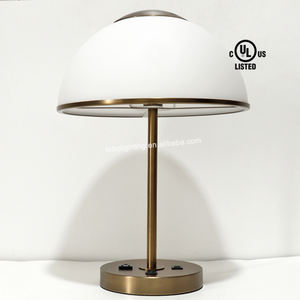 New Hotel Projects Hilton Oak Brook Suite Room Brushed Bronze Plug-In Desk <strong>Lamp</strong> with <strong>Gloss</strong> <strong>White</strong> Glass Shade UL Listed - Product Image 3