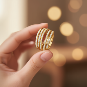 Anelli Eternity Placcati in Oro 18K con Zirconia Cubica Creata in Laboratorio, Stile Glamour per Matrimoni e Fidanzamenti A103 - Product Image 2