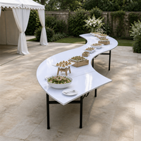 Tables pliantes serpentin en PVC et bois de haute qualité, idéales pour les mariages, les fêtes, les restaurants, les banquets et les événements.
