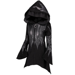 Sudadera con Capucha Negra Oscura Estilo Punk para <span class=keywords><strong>Mujer</strong></span>, Otoño-Invierno, Estampada, <span class=keywords><strong>de</strong></span> Poliéster, para Disfraces <span class=keywords><strong>de</strong></span> TV y Cine - Product Image 3