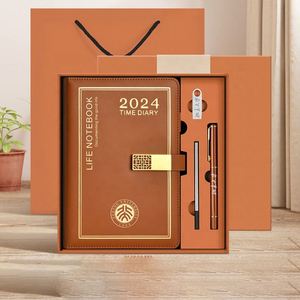 Ensemble cadeau d'affaires promotionnel vintage avec bloc-notes, stylo, clé USB, souvenir d'événement du Nouvel An, articles cadeaux - Product Image 3