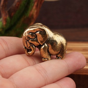 Solid Brass <b>Elephant</b> Figurine 2Pcs Antique Style Feng Shui <b>Decor</b> Living Room Craft - Product Image 3