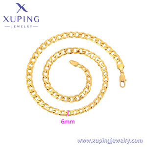 مجوهرات XUPING بالجملة من الصين، سلسلة عنق بسيطة وعصرية للجنسين مطلية بالذهب عيار 24 قيراط مصنوعة من النحاس الصديق للبيئة - Product Image 2
