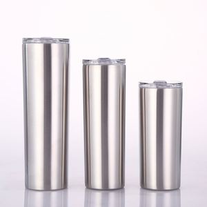 <b>Warehouse</b> <b>Clearance</b> Sales 20oz Stainless Steel Skinny Silver Vacuum Insulated Tumbler Office Use Bulk Sublimation DIY Lid PC - Product Image 3