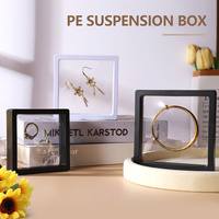Boîte de suspension transparente en gros avec cadre en film PE, film PE transparent avec anneau coulissant, emballage pour présentoir à bijoux