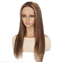Perruque complète en cheveux humains brésiliens vierges 100% naturels, grade 12A, transparente HD pour dentelle, cheveux mi-longs pour femmes, naturellement volumineuse, pouvant être nouée