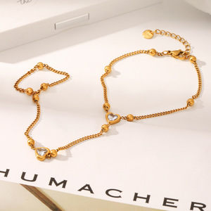 MW Zircon <strong>Beads</strong> Chain <strong>Bracelet</strong> PVD 18k <strong>Gold</strong> Plated Stainless Steel Chain Finger <strong>Bracelet</strong> Wholesale Stainless Steel <strong>Bracelets</strong> - Product Image 3