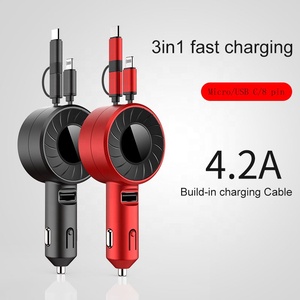 Wik-dt 4.2A Đa 4in1 Điện Thoại Di Động Sạc Nhanh A C Có Thể Thu Vào USB Dock Sạc Xe Hơi - Product Image 2