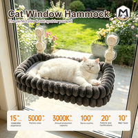 Lit de fenêtre pour chat à ventouse robuste 38*60cm, perchoir de fenêtre pliable double couche, hamac en peluche épais pour chats d'intérieur