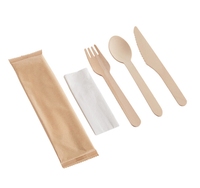 Couverts en bois originaux personnalisés jetables biodégradables Couverts en bois écologique Vaisselle Couteau Fourchette Cuillère Paille Condiment Set