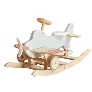 Cheval à bascule en bois massif moderne pour enfants, en forme d'avion, pour bébés et enfants de 0 à 7 ans - Product Image 1