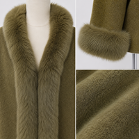 Manteau en Laine/Cachemire Respirant et Écologique pour Femme, Veste Courte Amovible en Peluche Élégante Hiver 2026