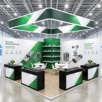 Stand d'exposition personnalisé 20x20 pieds, structure modulaire en aluminium à démontage rapide avec étagères et bannière de plafond