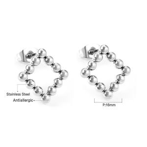 Joyería de Acero Inoxidable, Chapada en Oro de 18K, Pendientes Minimalistas con Forma de Corazón, Pendientes de Bola Redonda con Cuentas para Mujer - Product Image 2