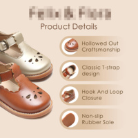 Chaussures Mary Jane à bride en T en cuir PU souple, nouveau design personnalisé, bords festonnés, fermeture auto-agrippante, respirantes pour fillette, idéales pour l'école