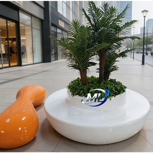 ม้านั่งไฟเบอร์กลาสสำหรับพลาซ่าเชิงพาณิชย์และห้างสรรพสินค้า ดีไซน์ทันสมัย 4 ที่นั่ง สำหรับกลางแจ้ง รอบต้นไม้ - Product Image 3