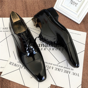 Zapatos de cuero con bordes expuestos, acabado en pintura perlada, con tres piezas, estilo británico, zapatos de hombre, zapatos de novio para boda - Product Image 4