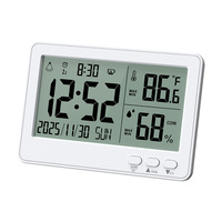 Horloge électronique multifonctionnelle à grand écran LCD, thermomètre, hygromètre, alarme silencieuse, alimentation par piles sèches, design minimaliste
