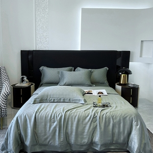 Alta classe Jacquard estate trapunta verde lenzuola doppie federe Set letto di lusso leggero tessuto per la casa biancheria da letto - Product Image 1