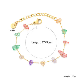 Irregular Colored Stone Necklace And <b>Bracelet</b> <b>Set</b> For Women Fashionable Party Jewelry Zinc Alloy Gold Tone - Product Image 5