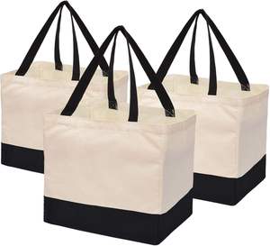 Bolsas de Compras Reutilizables de Lona con Asas, Plegables, Ecológicas, de Gran Capacidad, Blancas y Negras, RTS, Pedido Mixto al por Mayor - Product Image 2