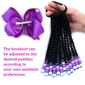 Estensione Coda di Cavallo Dreadlocks Intrecciati da 8 Pollici per Bambine <span class=keywords><strong>con</strong></span> Perline e Fiocco in Gomma - Product Image 5