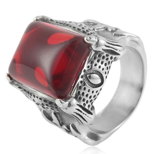 Anillo de Acero Inoxidable con Forma de Animal para Hombre, con Bisel de Piedra Preciosa Roja y Piedra Cuadrada, Estilo Punk, Regalo de Joyería - Product Image 1