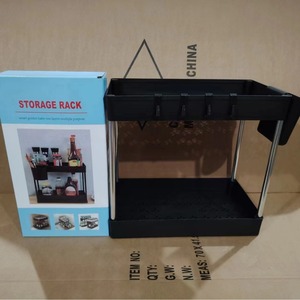 2-Tier under Sink <strong>Organizer</strong> with Hooks for Bathroom Storage Black Plastic Shelf and <strong>Bath</strong> Collection Baskets - Product Image 3