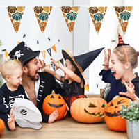 14*21cm numérique imprimé joyeux jour de Thanksgiving drapeaux décoratifs fanion festif trèfle Triangle chaîne drapeaux