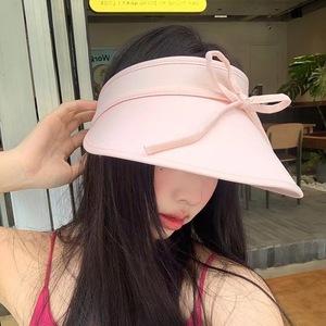 Sombrero con visera y lazo para mujer, protección solar de ala ancha, para verano, playa, informal, de poliéster, con protección UV, accesorio de moda - Product Image 5