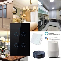 Interruptor Táctil Inteligente Wifi Estándar Estadounidense de 1/2/3/4 Vías, Compatible con la Aplicación Tuya Smart Life y Control por Voz