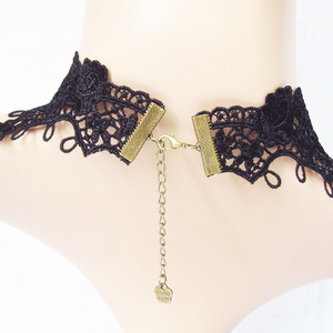 Collar de cuello corto de encaje negro Steampunk para mujer, Gargantilla, collar de cadena, colgante llamativo, collar del mundo occidental - Product Image 2