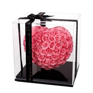 Wholesale Wedding Gift Heart Shape flower box preserved rose packing box with silk