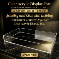 Plateau de présentation moderne en acrylique transparent personnalisé de 5 mm d'épaisseur avec étagère métallique, facile à assembler, pour cosmétiques, bijoux, promotionnel
